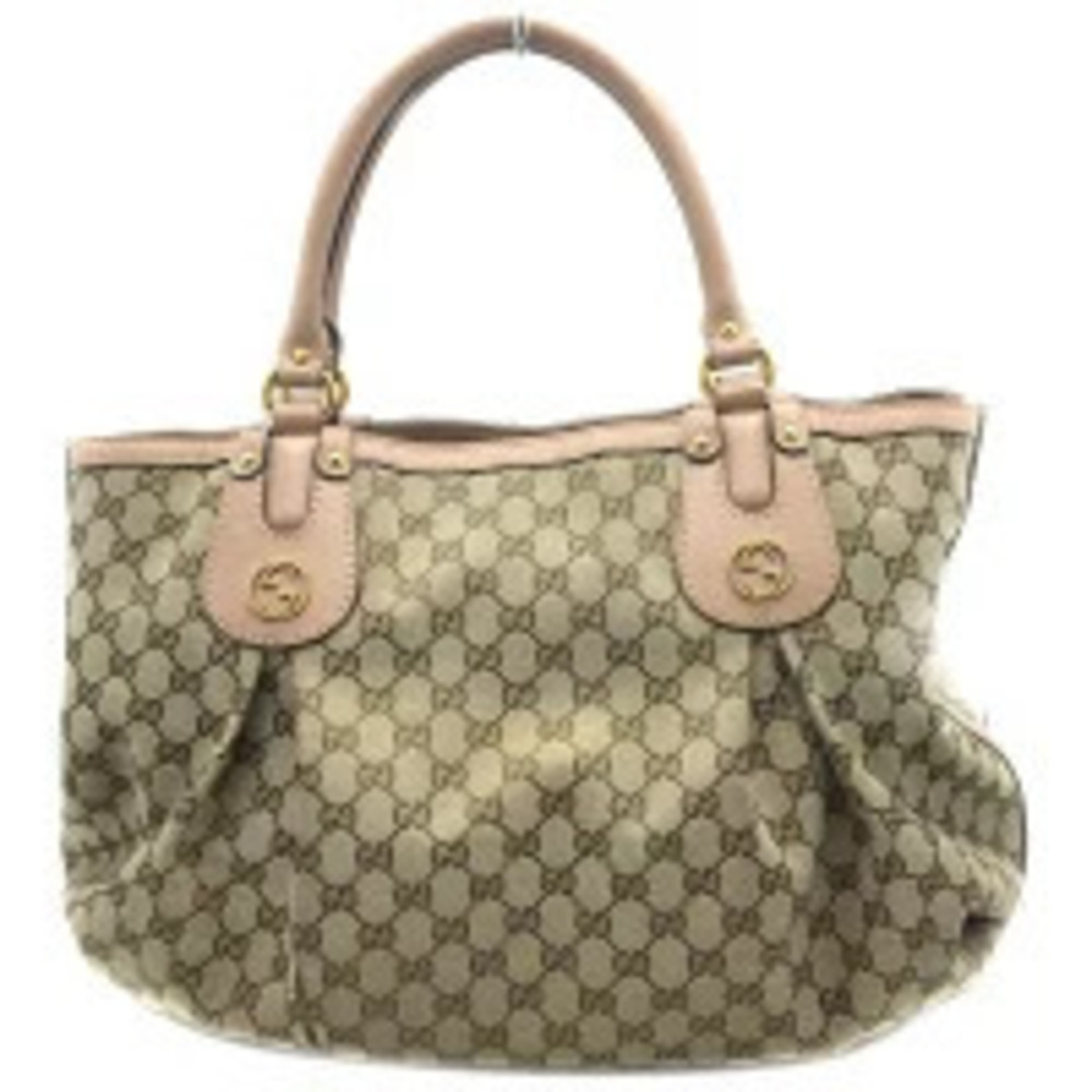 GUCCI GG Canvas Tote Bag Beige Pink Handbag - Picture 2 of 13